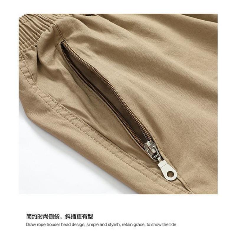 Men's Khaki Cargo Shorts Multi Button Pocket Casual Mid-Length Daily Outdoor Wear