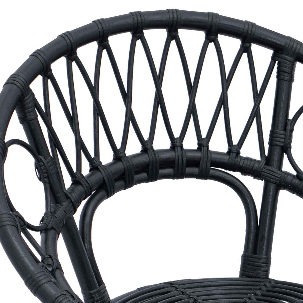 Dining Room Chair 2 Pcs Rattan and Iron Black 54 X 65 X 82 Cm