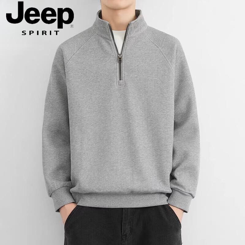 JEEP SPIRIT Men s Half-Zip Stand Collar Long Sleeve Sweatshirt 3XL