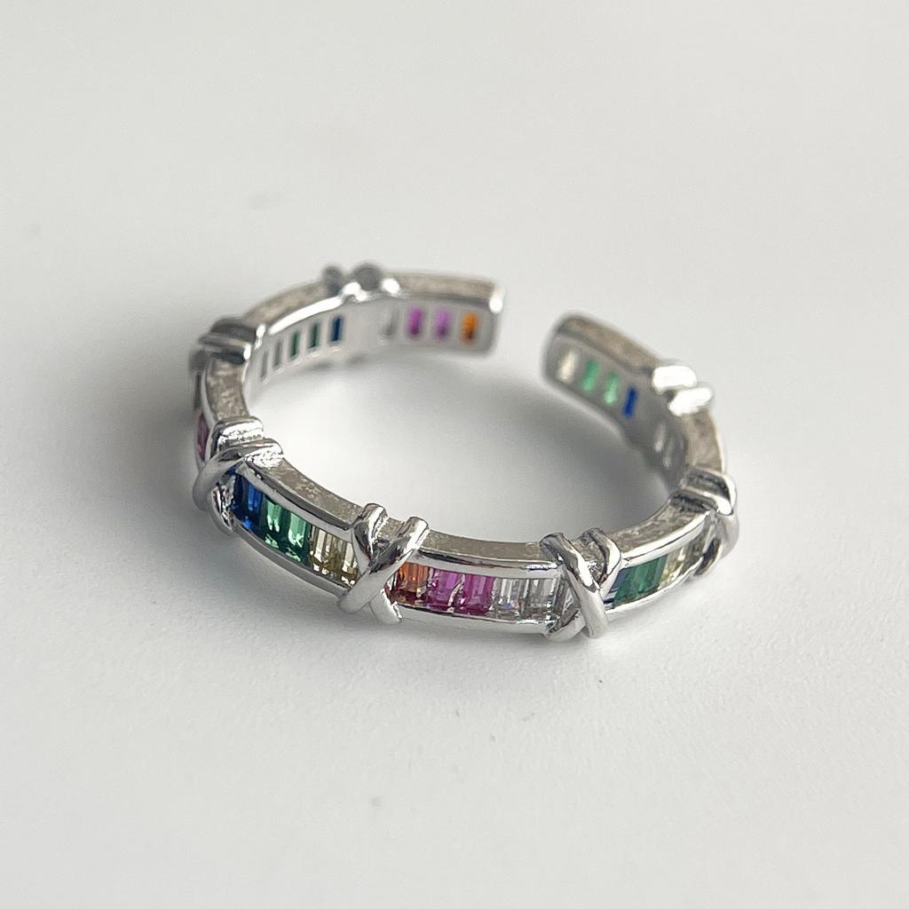 925 Silver Rings for Women Couple Minimalist Handmade Blue Pink Stone Shinning Ring Fine Jewelry Gift Prevent Allergy