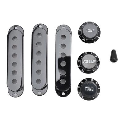 Gitarren Pickup Abdeckung Knauf Set 6 Loch Single Coil 2 Tone 1 Volume Schalterspitze Ersatzteile für