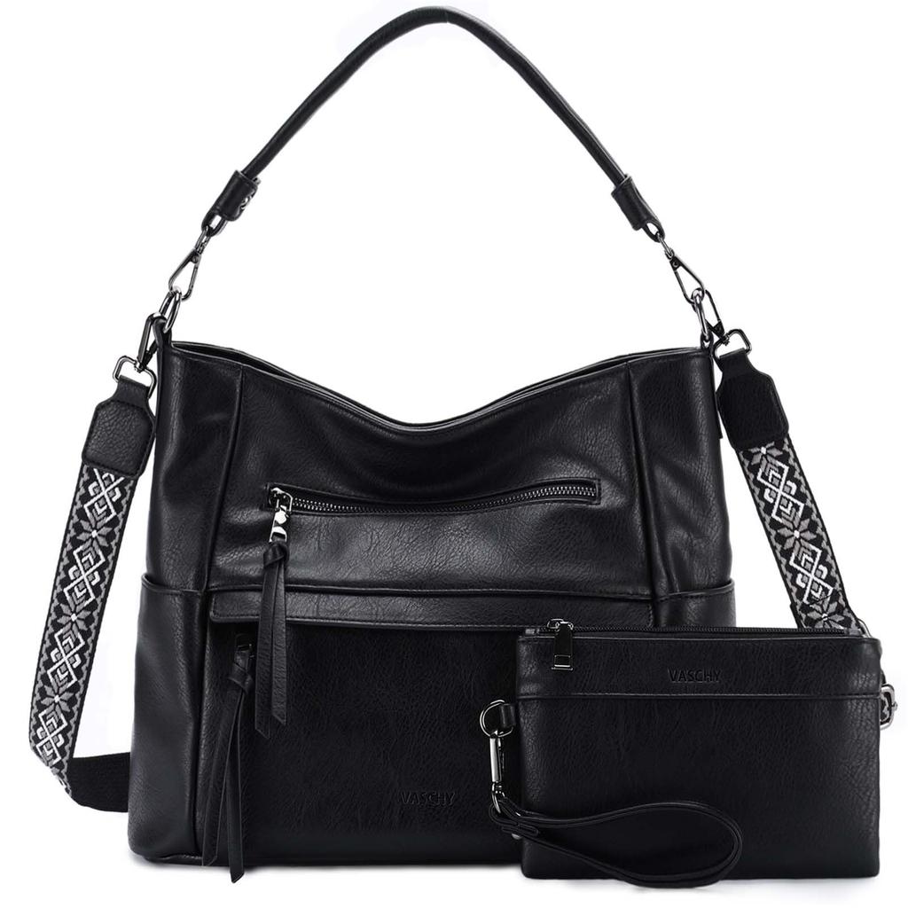 VASCHY Women's Tote Bag, Large Capacity Business Bag with PU Leather, Handbag and Pouch Set, A4 Size, Waterproof, CrossbodyShoulder Bag, Perfect for