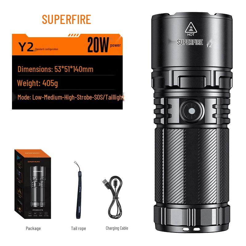 SupFire Y2 High-Power Rechargeable Zoom Flashlight