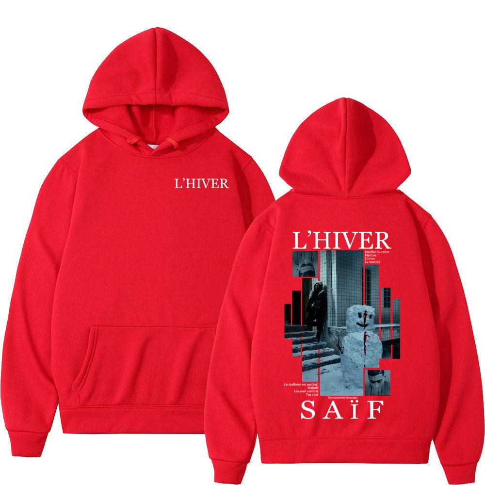 

Rapper L HIVER Saif Album 2025 Hoodies Men s Hip Hop Fleece Pullover Sweatshirt Retro Long Sleeve Oversized Hoodie Streetwear S