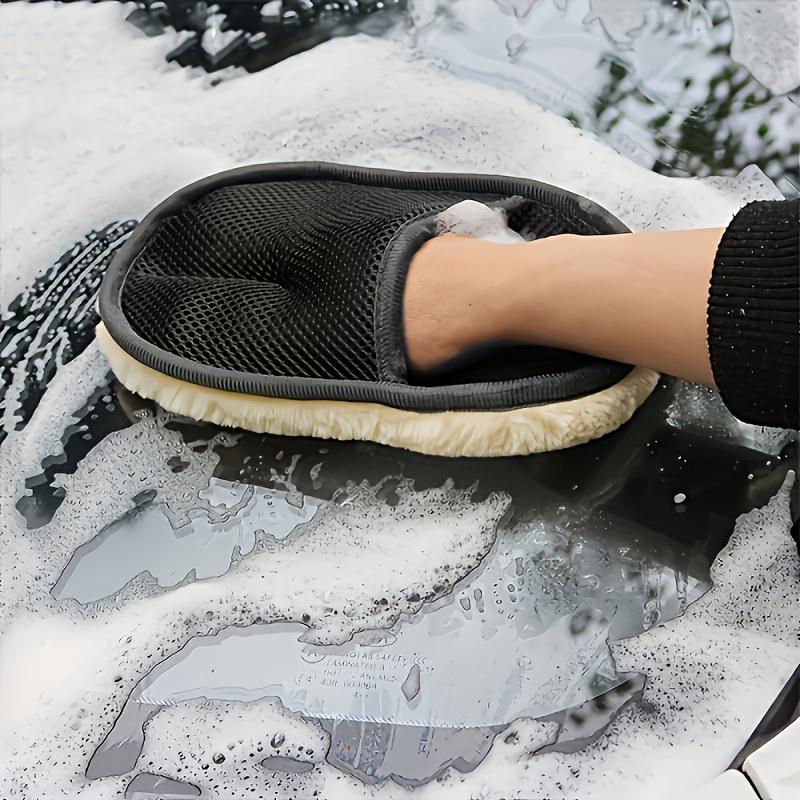 Wool car wash gloves, car polishing gloves, cleaning and polishing car supplies, plush 