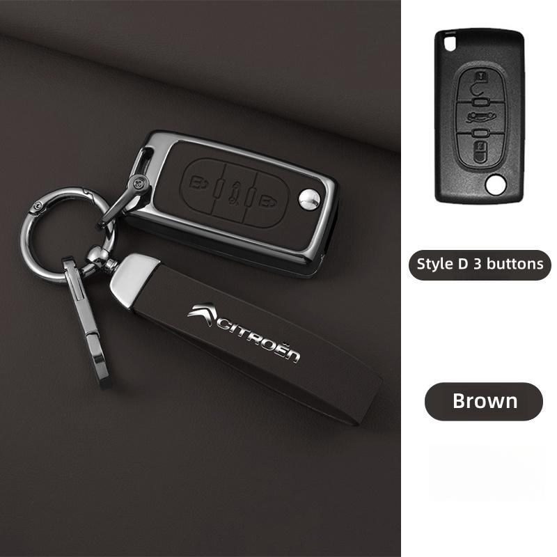 YKFEA1 Zinc Alloy Leather Car Key Case Cover For Citroen C1 C2 C3 C4 C5 C6 C4L Berlingo Picasso Jumpy Nemo Aircross Sega C5 X VTS C3 XR