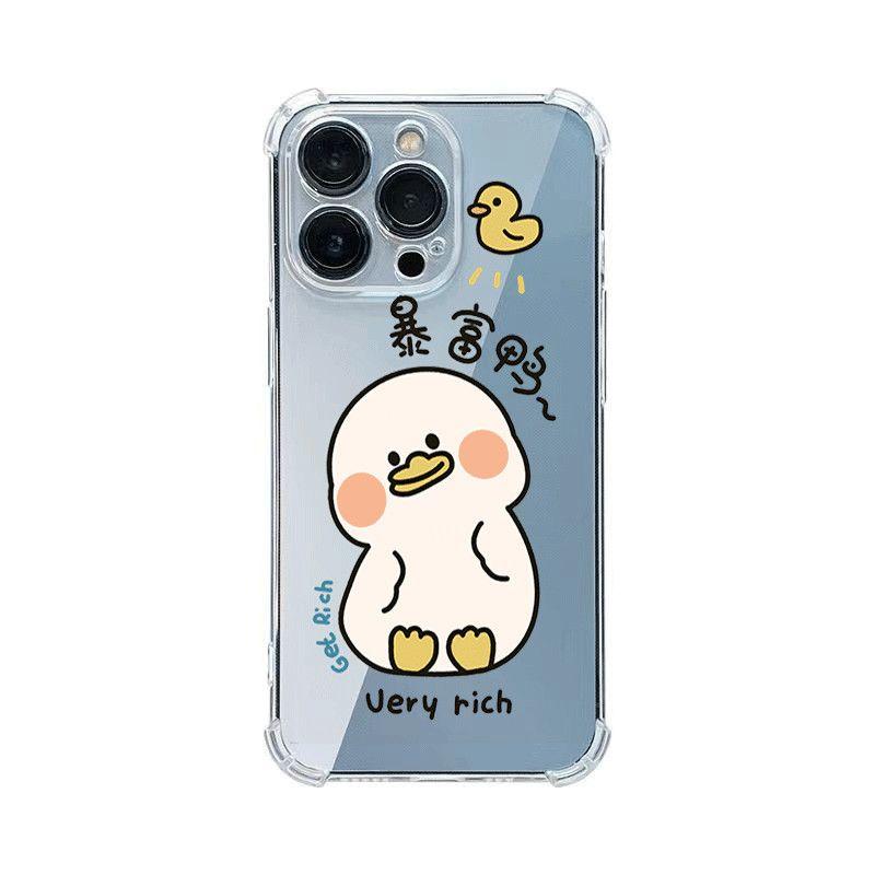 Transparent Four-corner Anti-fall Mobile Phone Case Four-corner Airbag Anti-fall Case for Apple Mobile Phone Protective Cover Cartoon Simple and Cute