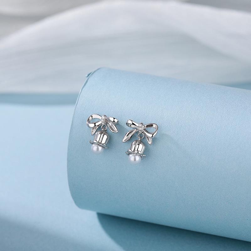 

Элегантный комплект из серии «Ландыши» с бантом, женские серьги-клипсы с цепочкой на ключицу, темперамент