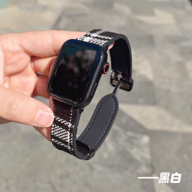 Watchband Silicone+ Woolen Woolen Fabric Strap For Apple Watch Band 49mm 44mm 45mm 42mm 40mm Accessories Bracelet for iWatch Ultra Series