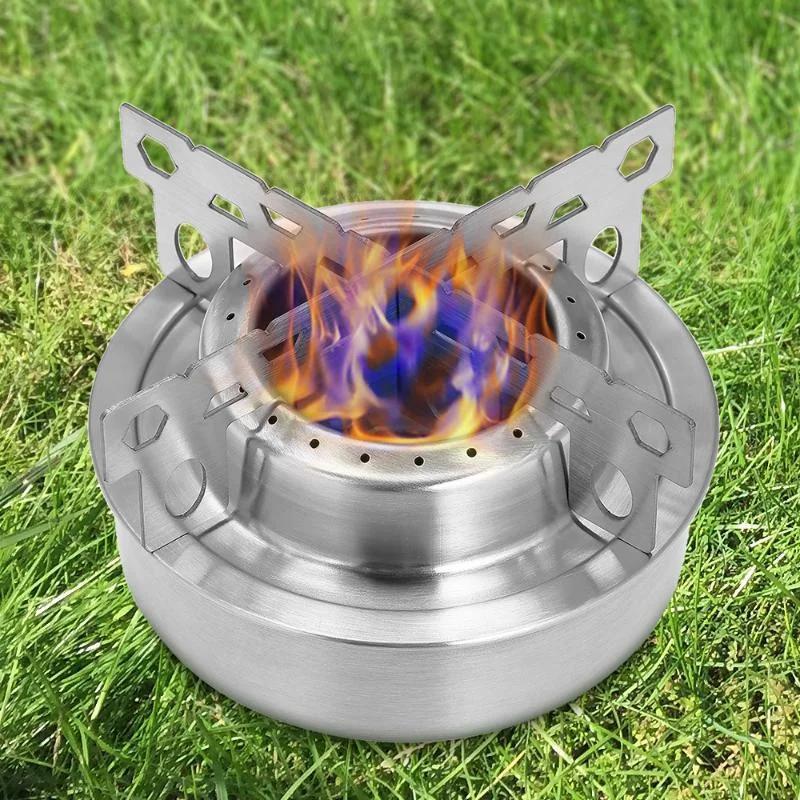 Outdoor Stove Stainless Steel Camping Stove Cookware Stove Cross Camping Fishing Stove Stand Furnace with Stand