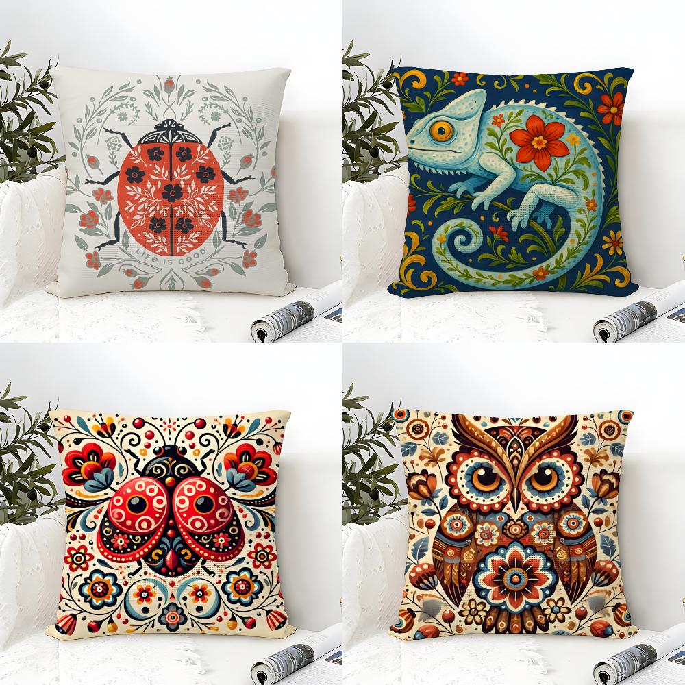 2 Natural Floral Colors Animal Prints Pillow Case Home Living Room Decoration Linen Pillowcover Pillow Cases Cushion Cover