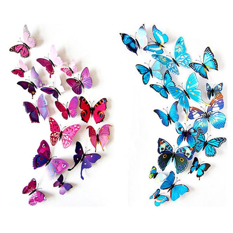 New Gossip Girl Same 12Pcs/Set 3D Butterfly Wall Stickers Living Room Butterflies Decors For Home Fridge Decoration