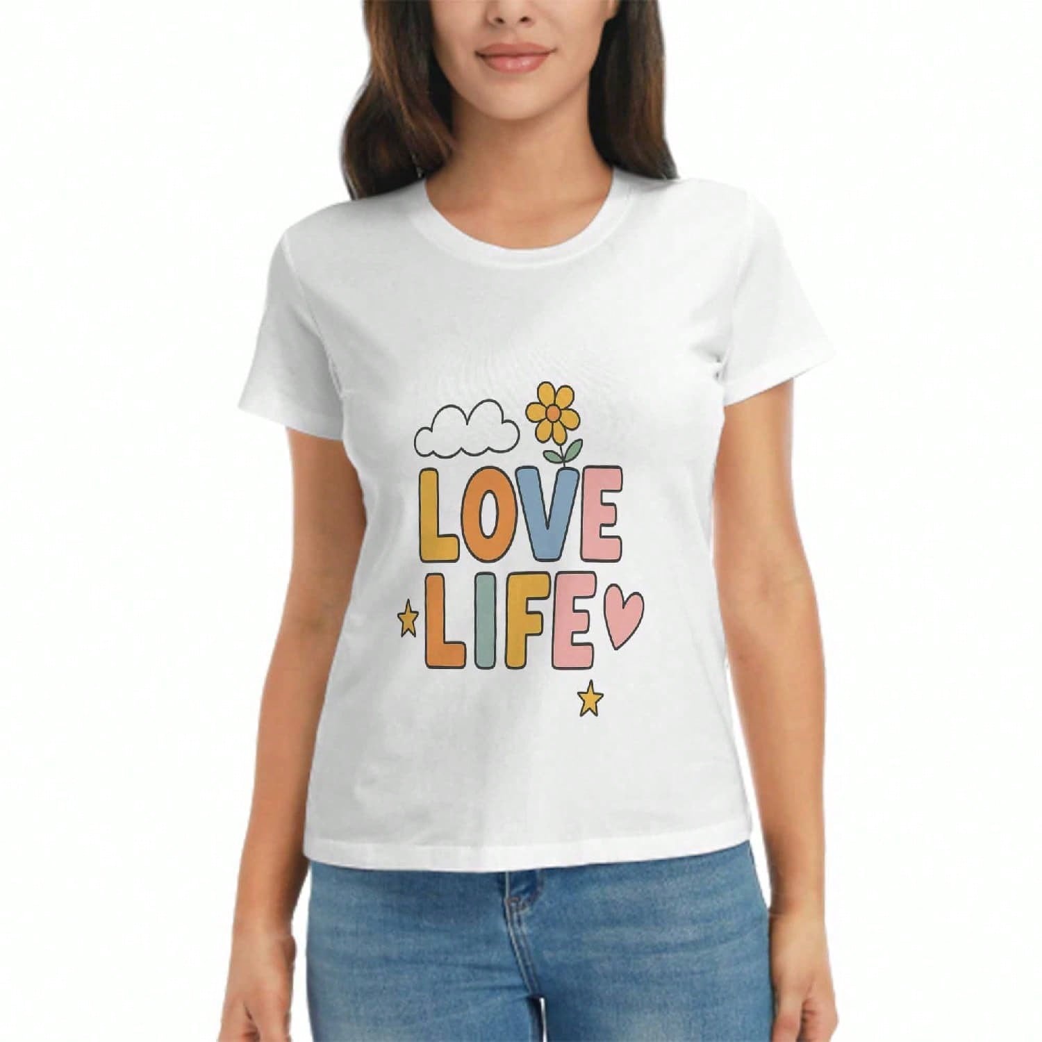 Love Life Wounisex s Cotton T Shirt, Premium Cotton Quality Print, Durable, Casual Fashion, Stylish Love And Life Graphic Tee, Unique Design, Everyday S разноцветный