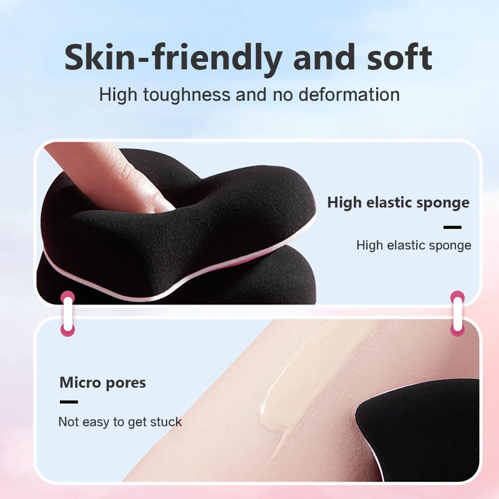ROCK SWEET Flat Foundation Brush & Sponge Puff Set Soft Reusable Foundation Brush Powder Puff Set for Liquid Cream Powder