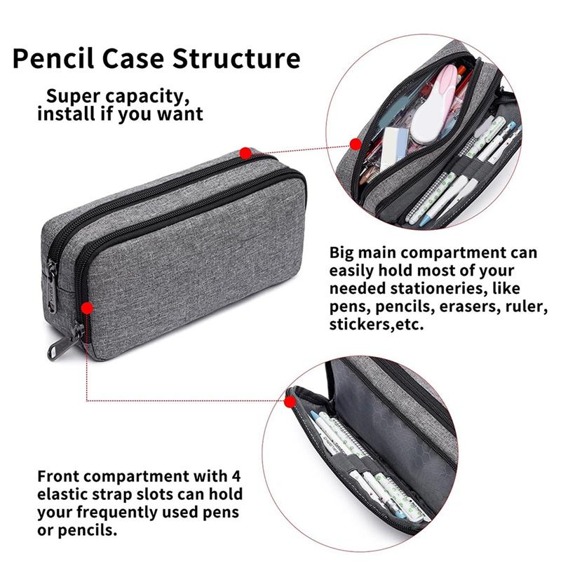 B97A-Office Organizer Pen Bag Big Capacity Pencil Pen Case Large Pencil Pouch Simple Stationery Bag For Men Women