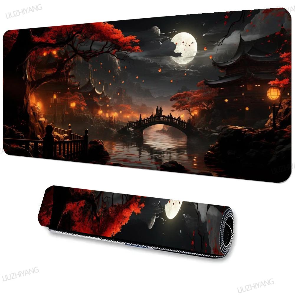 Sakura Landschaft Mauspads Großes Büro-Mauspad XXL Gamer Schreibtischzubehör Computertischunterlagen Erweitertes Langes Teppich-Mauspad