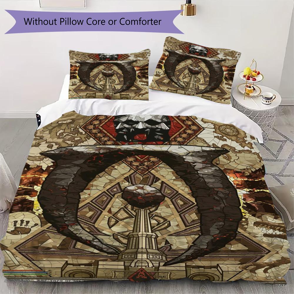 Ancient Scroll Oblivion Pattern Bedding,Quilt Set Quilt Cover Pillowcase Home Birthday Gift (1*duvet Cover+2*pillowcase,without core)SSJT0917308