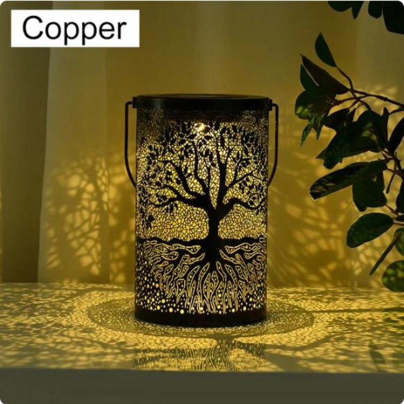 Vintage Metal Hanging Solar Lantern, Waterproof Outdoor LED Decor Lamp, Solar Powered Tree Light For Garden Yard Lawn Patio Hanging Decoration