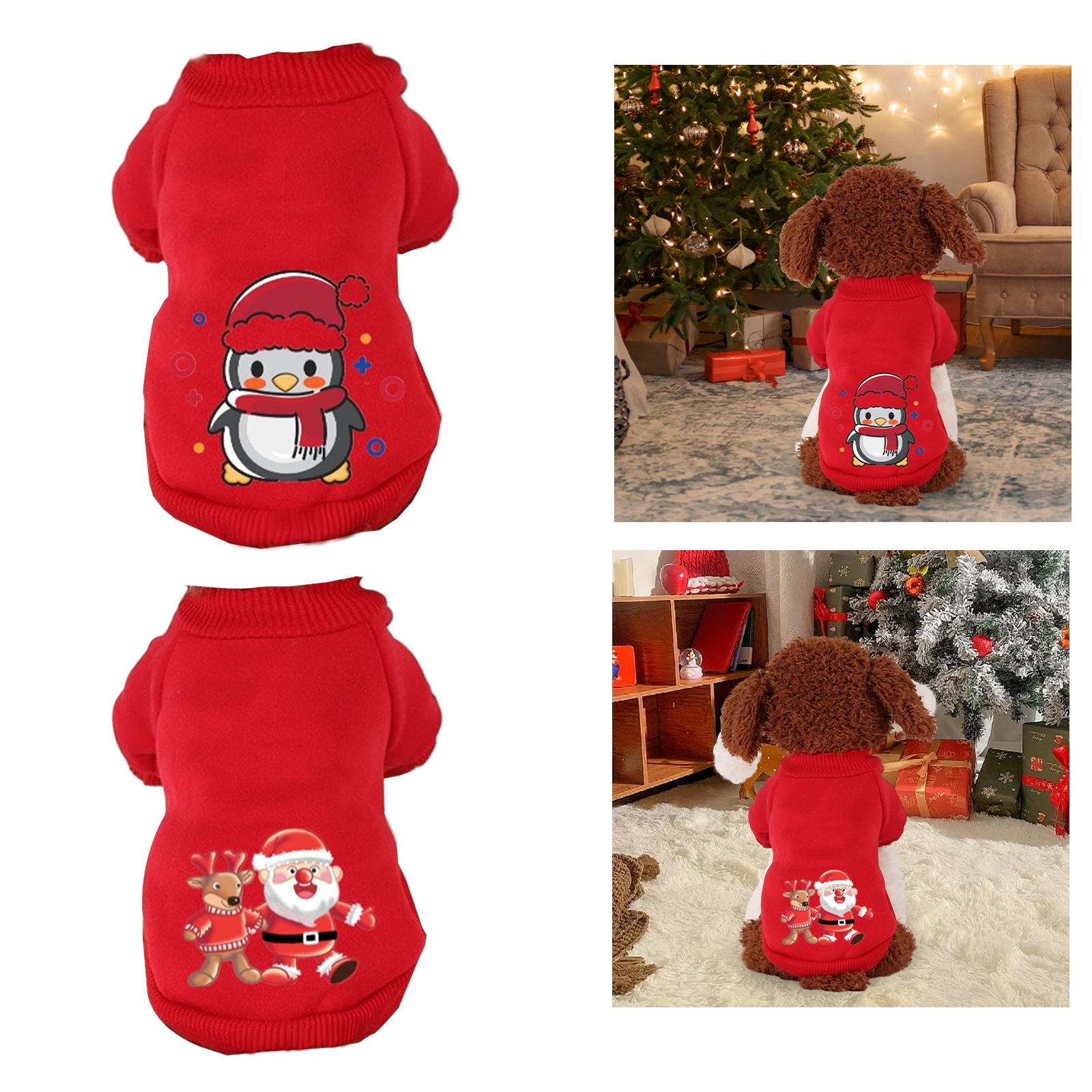 Christmas Dog Hoodie Pet Sweaters Cat Puppy Outfits Small Dog Coat Sweater M