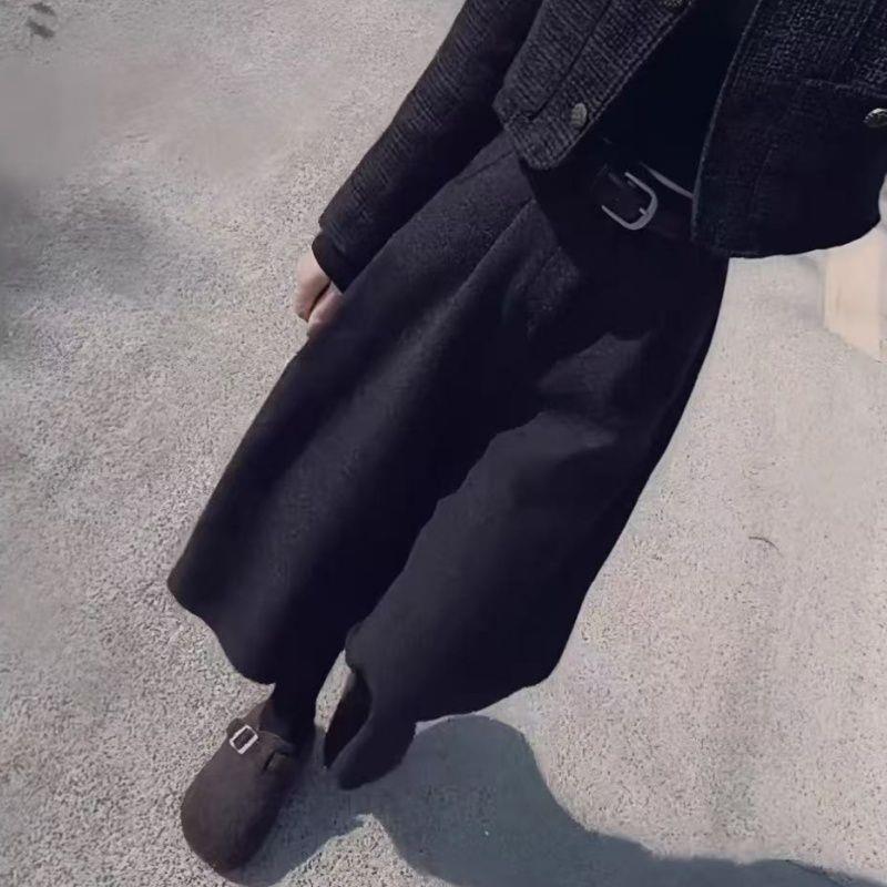 

Women s Black Wool Blend High Waist Cropped Pants - Chic, Slimming, Versatile, Casual, Narrow & Wide Leg Options XL (115-125 jin) чёрный