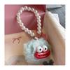 Large Mouth Cartoon Plush Doll Keychain With Faux Pearls Lanyard