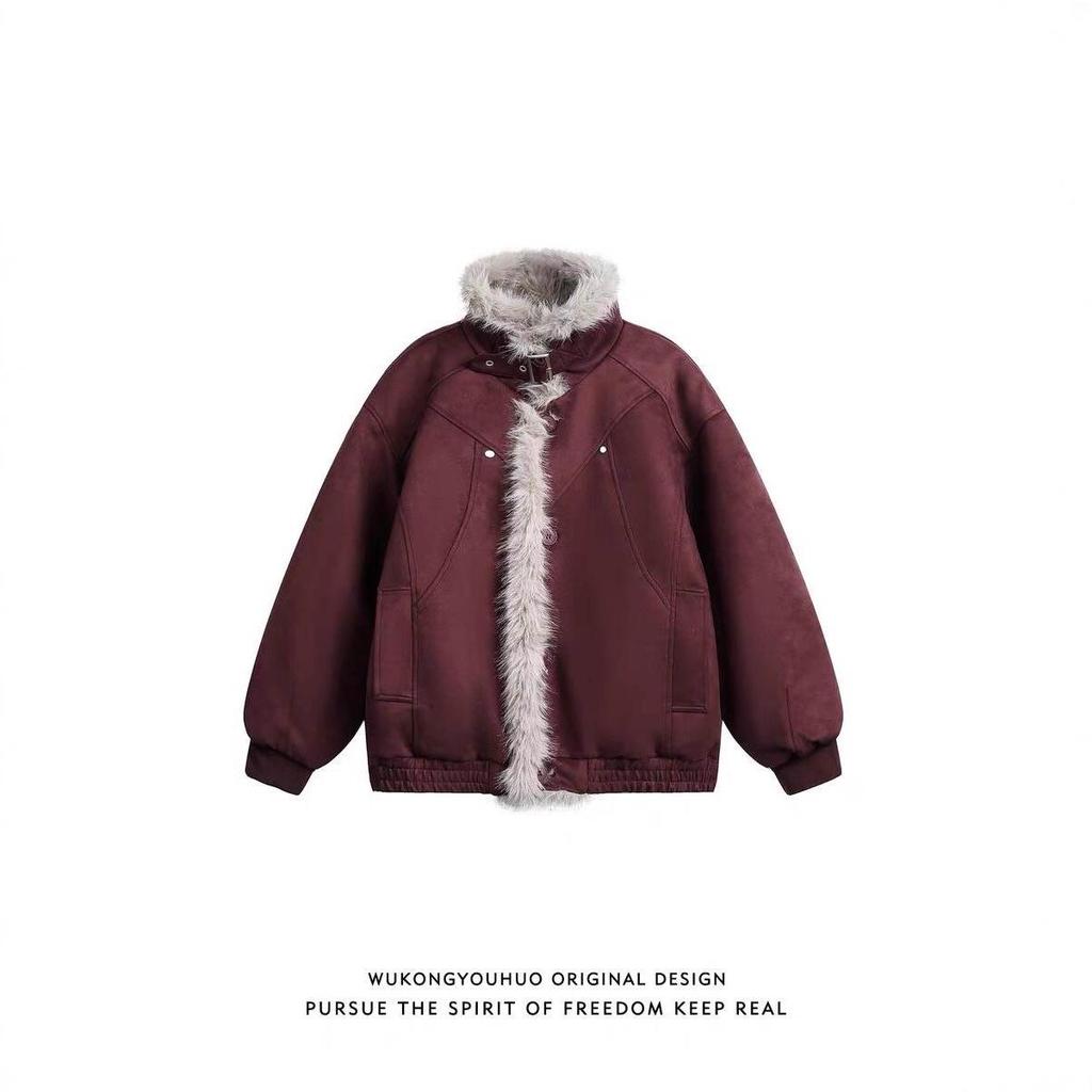 Men's Trendy 2025 Winter Cotton Padded Jacket with Fur Lining and Thickened Fur Collar - High-End Feel