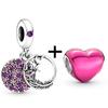 2pcs /Lot 2022 New Silver Color Love Heart Star Beads Pendant Fit Original Brand Charms Bracelet Women Jewelry Gift 45 Styles