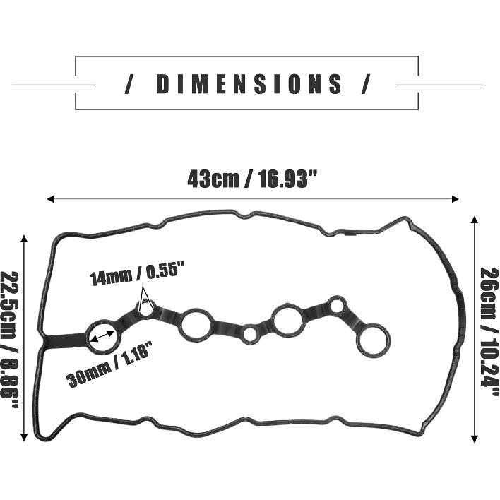 Motoforti Engine Valve Cover Gasket Seal, for Hyundai Sonata Santa Fe 2.0L 2.4L 2019-2020, Rubber, 22441-2GGB0, Black