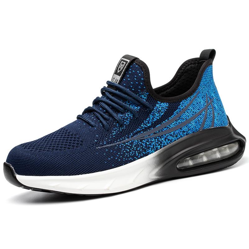 

Легкая дышащая мужская защитная обувь, рабочая обувь со стальным носком для женщин, небьющиеся рабочие кроссовки со светоотражающими защитными ботинками 37 синий