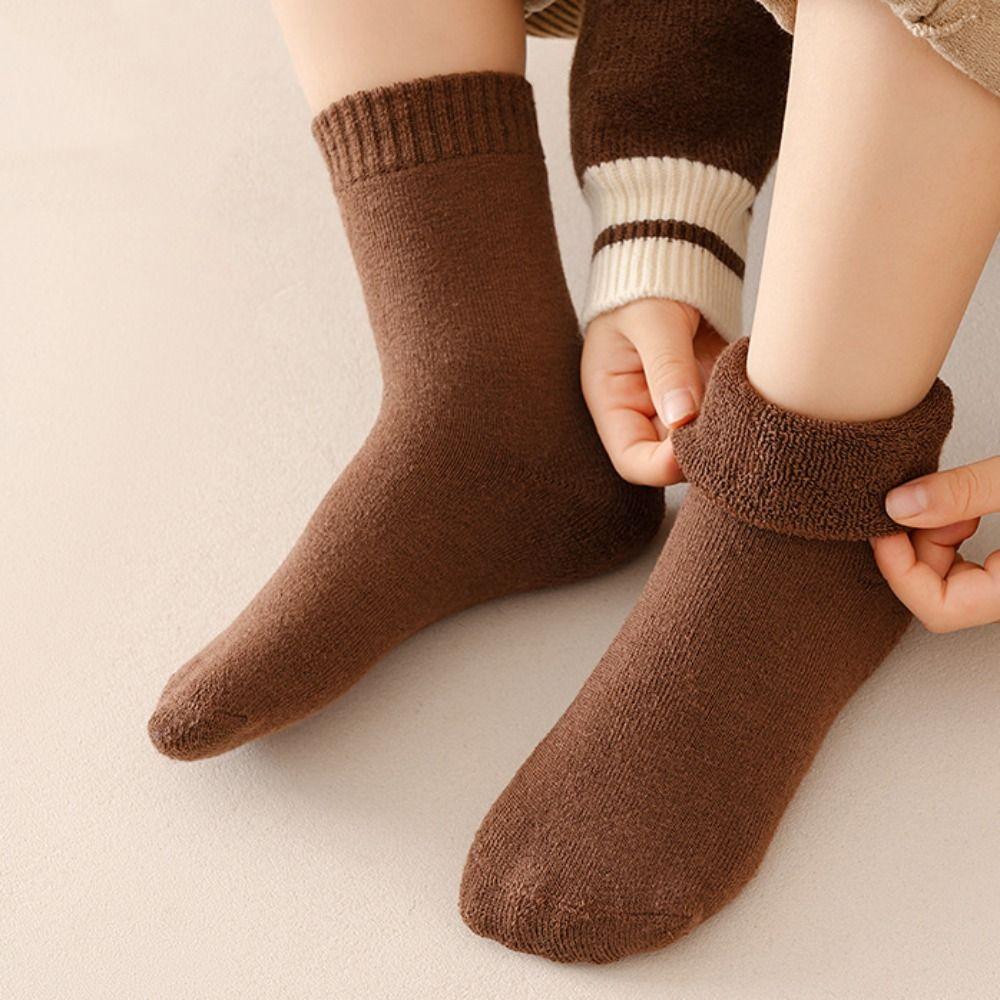 5Pairs Short Tube Girls Floor Plush Socks Warm Children's Winter Socks Kids Thicken Socks Kids