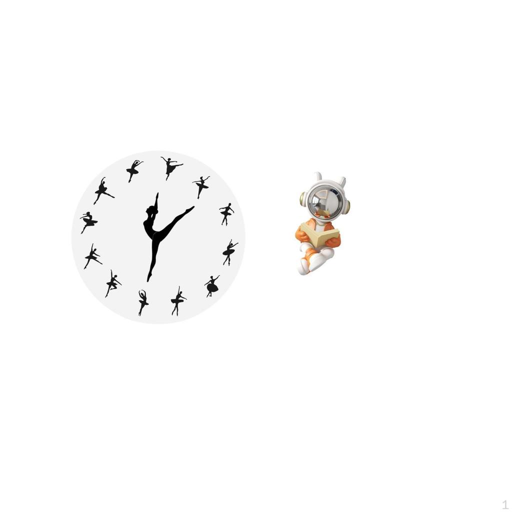 Ballerina Astronaut Wall Clock Ballet Dancing Ornament Silent Mute Decorative Sculpture for
