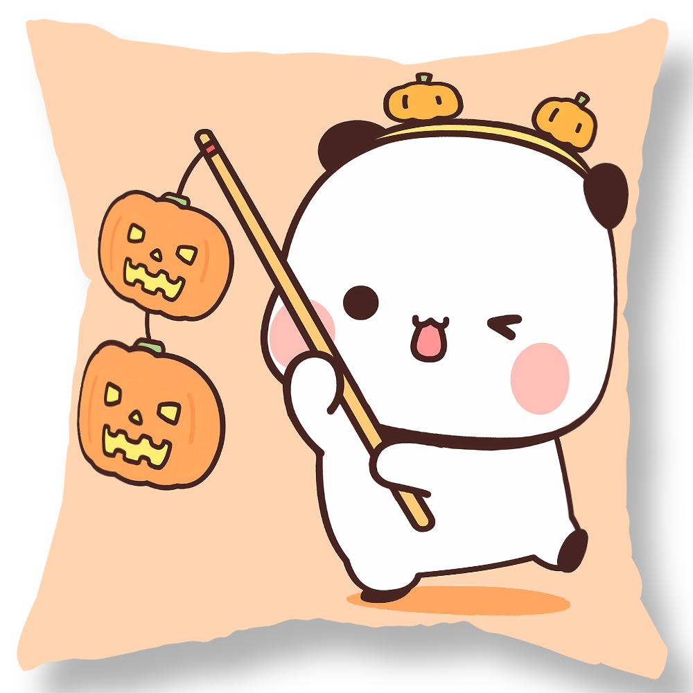 Short plush material pillowcaseBubu Bear Dudu Ball Printed Pillowcase Kawaii Cartoon Anime Sofa Cushion Cover Bedroom Room Pillo