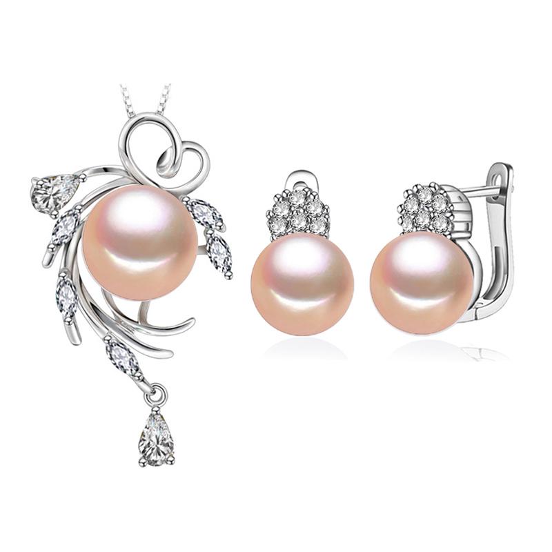 

LSOOYH черный натуральный пресноводный жемчуг ожерелье геометрические серьги-клипсы для женщин комплекты украшений из жемчуга розовый