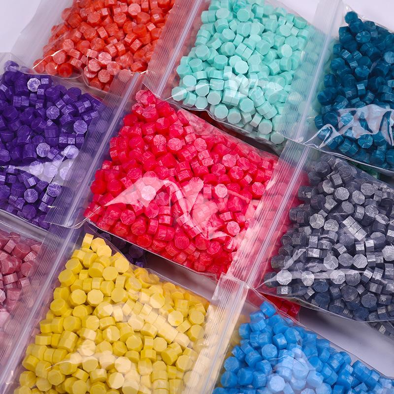 500g Bags of Octagonal Fire Paint Seal Wax Particles Student Handmade DIY Envelope Seal Pearlescent Color Retro Wax