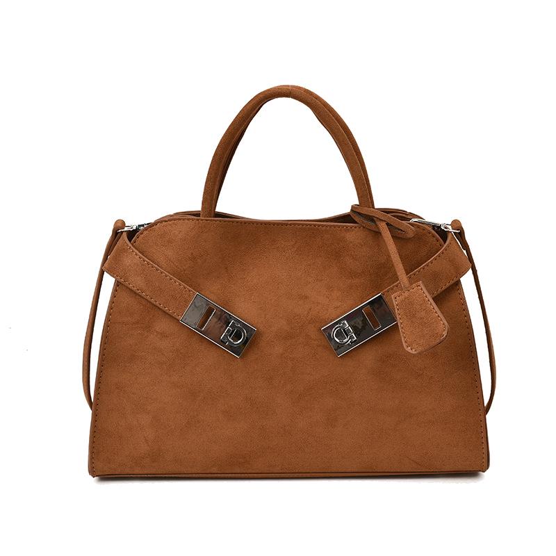 Women's Large Capacity Suede Crossbody Bag - 2025 New Autumn/Winter High-End Commuter Platinum Tote