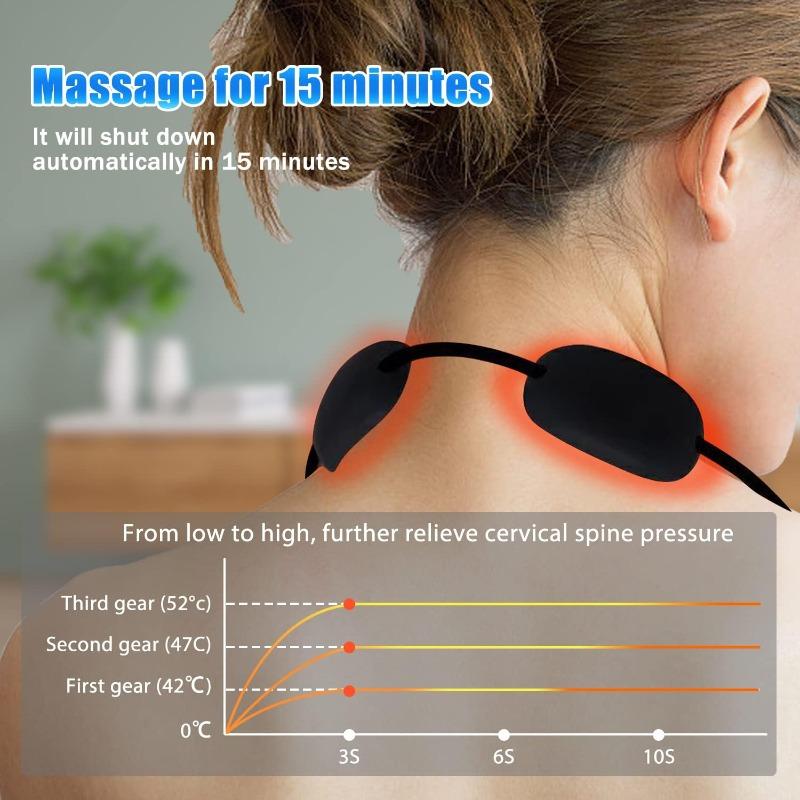 Neck Massager, Lymphatic Drainage Neck Massage with 3 Heat Therapy, 6 Modes, 15 Intensity Levels, Portable Electric Massager for Home, Office, Travel