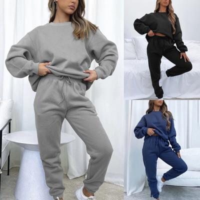 Women Thickened Tracksuit Autumn Winter Warm Hoodies Tops Suits Casual Sweatshirts Jogging Pant Outfits Sweatpants 2 Piece Sets