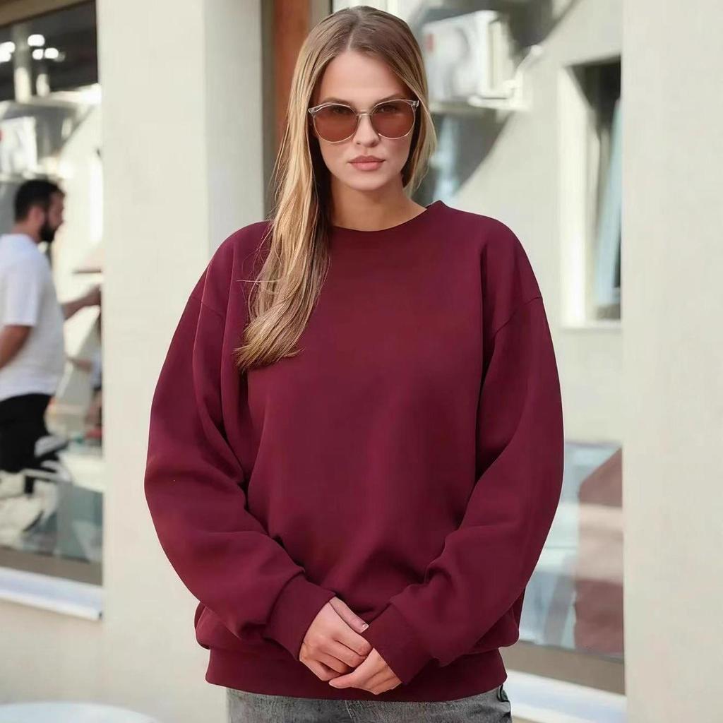 European & American Retro Ins-Style Loose Round Neck Sweatshirt for Women - Autumn/Winter Fashion.
