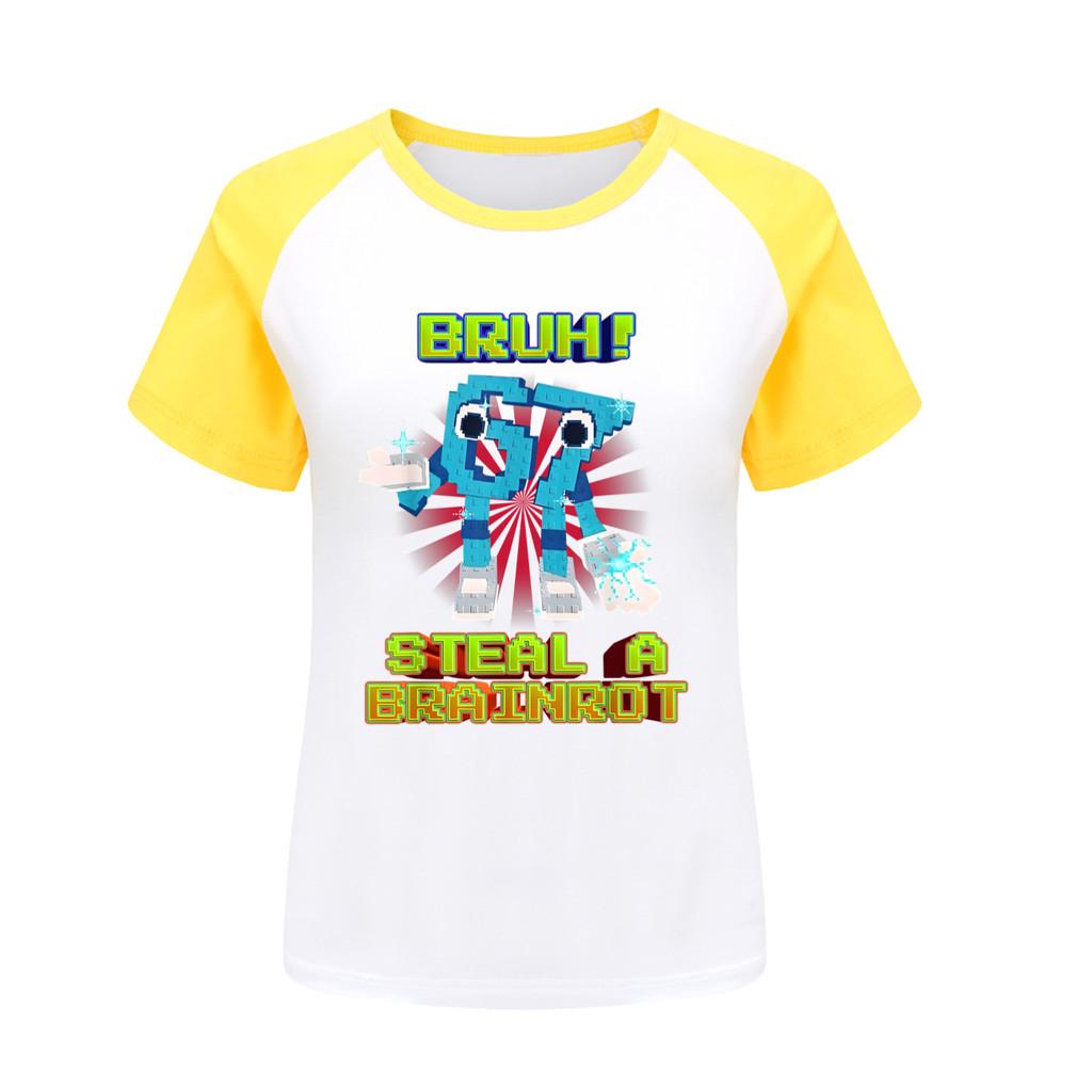 

5194 Kids Boys Girls Steal a Brainrot 67 Six Seven Print Raglan Short Sleeves T-Shirt 170cm