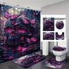 TikTok Halloween Badkamer 4-delige Set: Waterdicht Polyester Douchegordijn en Nat/Droog Afscheiding