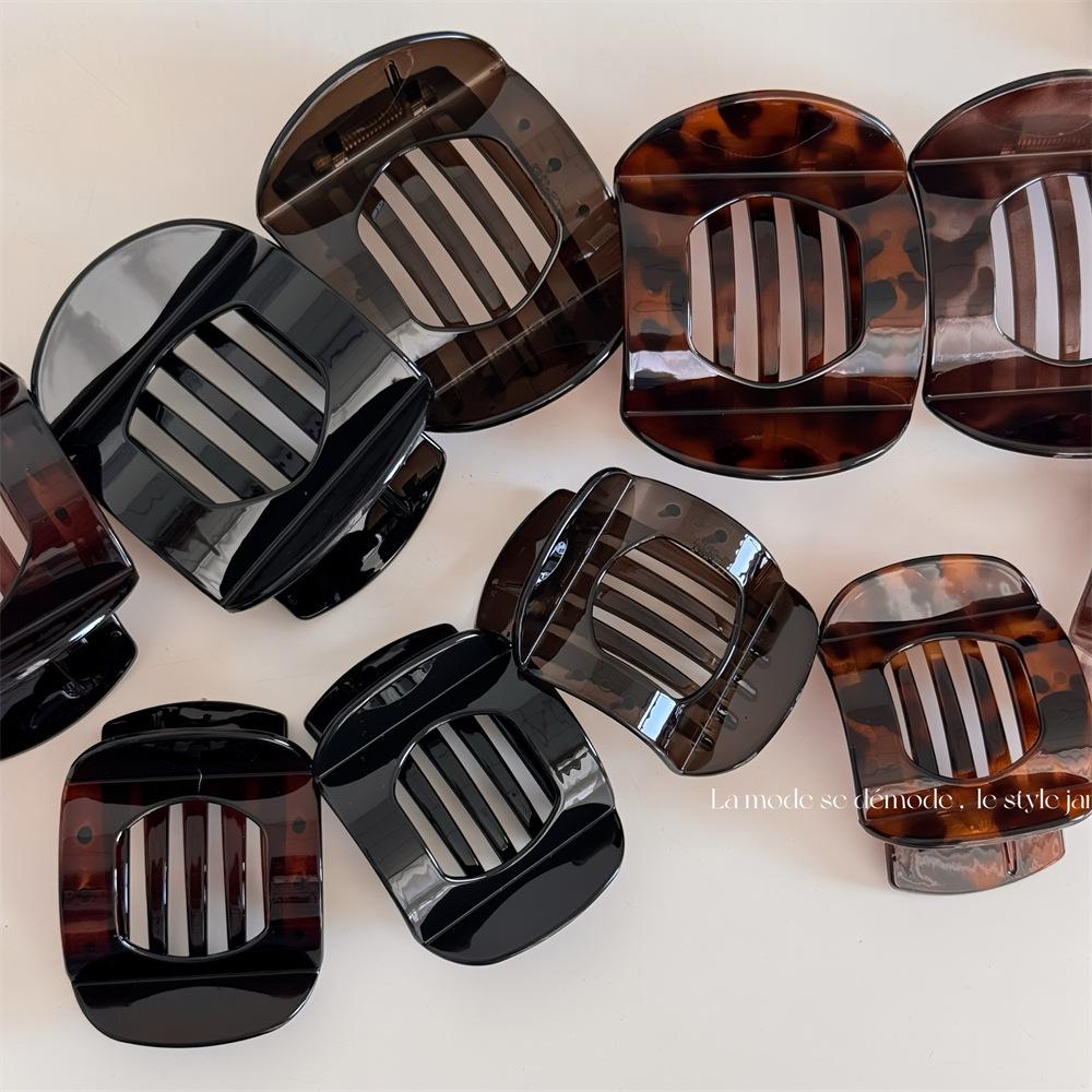 Korean Retro Tortoiseshell Non-Slip Hair Claw Clip for Elegant Half-Up Styles