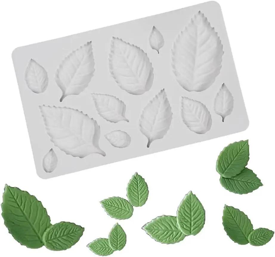 

2Pcs Rose Leaves Chocolate Fondant Molds for Cake Decoration DIY Chocolate Candy Sugar Cupcake Topper Cake Polymer Clay Crafts