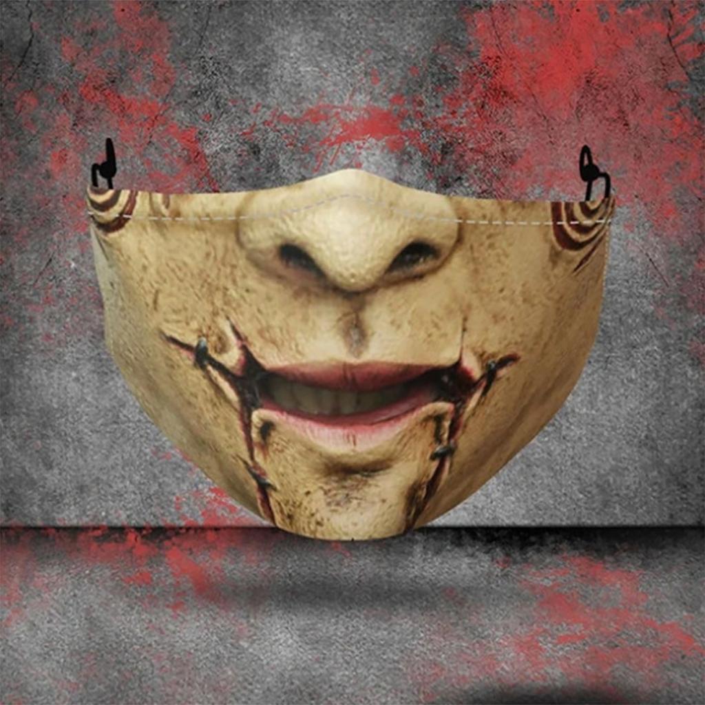 Adult Halloween Half Face Mask Cotton Fabric Adjustable Ear Loops Reusable Breathable Cover for Costume Party and Outdoor Use