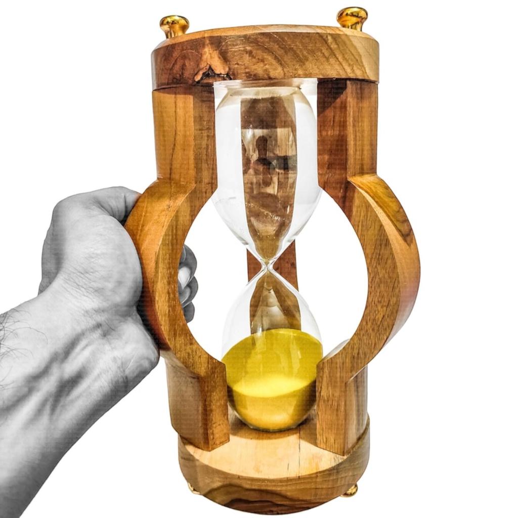 Clepsidră Mare din Lemn de 30 de Minute cu Nisip Galben, Cadouri pentru Tați Bărbați Femei Persoane Vârstnice Aniversare Pensie, Decor de Crăciun