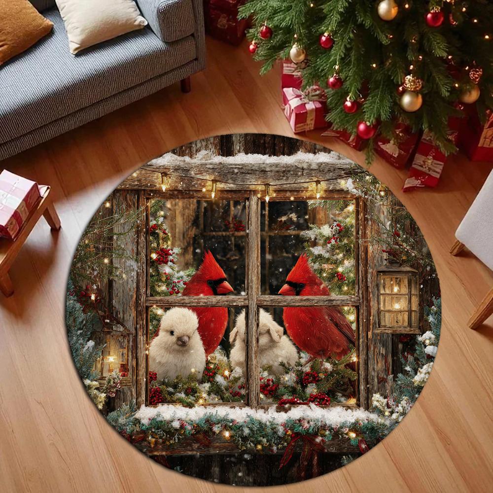 Christmas Santa Claus Red Wall Pattern Circular Carpet Christmas Floor Mat and Children's Carpet Christmas Decoration Gifts