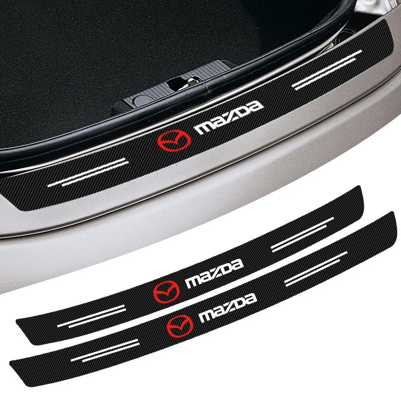 1pcs Carbon Fiber Car Trunk Rear Bumper Sticker Guard Plate Protector For Mazda 6 3 CX5 5 2 323 CX7 Demio Atenza Axela MX30 CX30 CX3 CX9 RX8 RX7