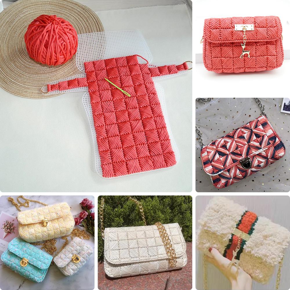 3pcs/set White Weaving Plastic Sheet for DIY Handmake Crochet Hand Bags, Durable Mesh Grids, DIY Knitting Craft Design Template