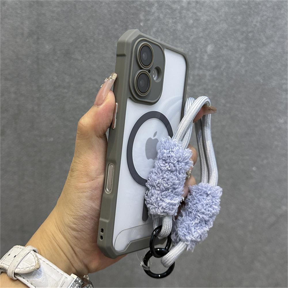 Air Bag Shockproof Magnetic For Magsafe Wireless Charging Wrist Strap Case For iPhone 16 11 12 13 14 15 Pro Max Plus Clear Cover