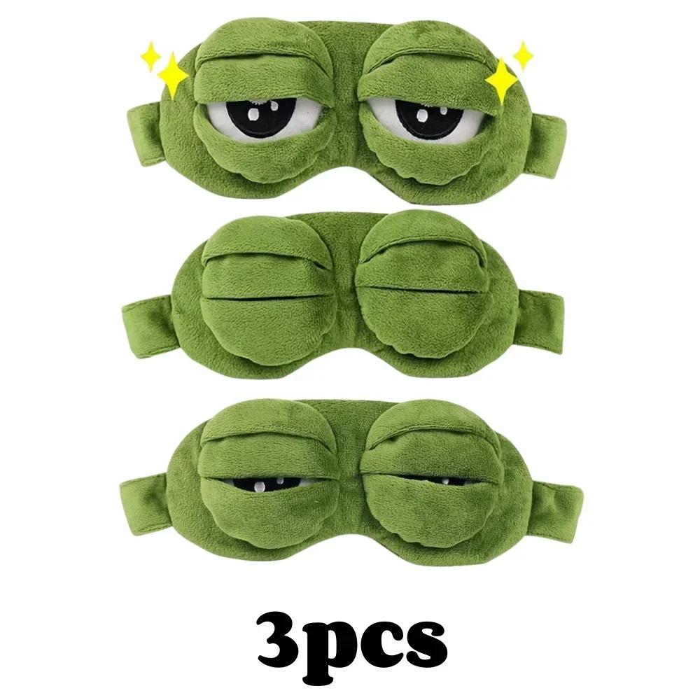 Maschera per dormire a forma di rana 3D Ombretto naturale per dormire Uomini Donne Cartone animato creativo Morbida Portatile Benda da viaggio Ufficio Cerotto per occhi