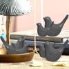 Creative Grey Birds Glossy Ceramic Birds Figurines Home Decorations Accessories Party (Pack of 6, Solid Grey)